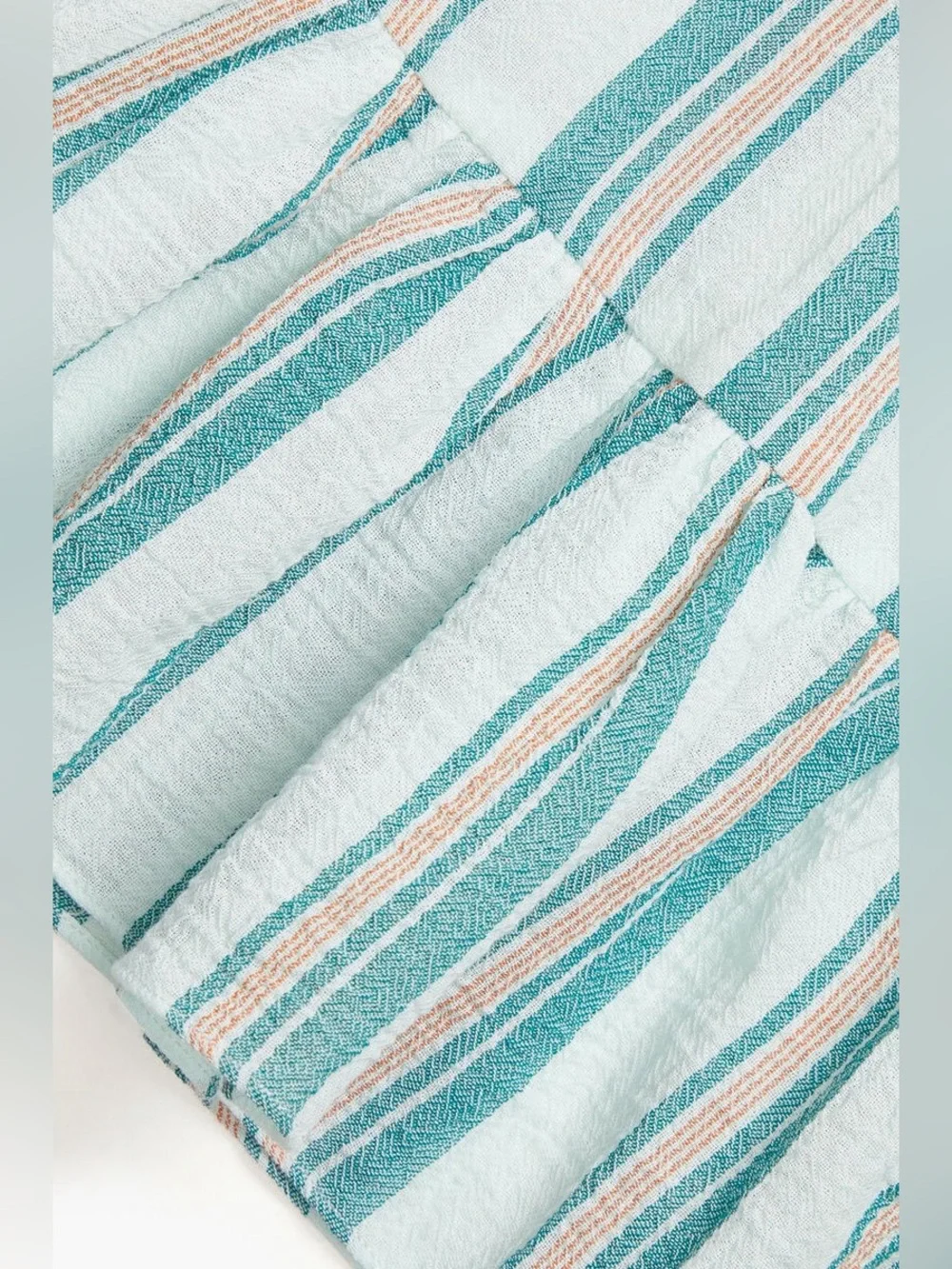 ZIMMERMAN Kids Kali Striped Cotton Dress Blue Green size 6Y Ruffle Hem Tie Neck